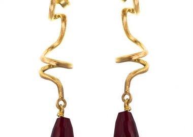 Σκουλαρίκια ασημένια 925 γυνακεία με επιχρύσωμα 24 καρατίων με πέτρες quartz -  - 