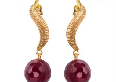 Σκουλαρίκια ασημένια 925 γυνακεία με επιχρύσωμα 24 καρατίων με πέτρες quartz -  - 