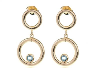 Σκουλαρίκια ασημένια 925 γυνακεία με επιχρύσωμα 24 καρατίων με πέτρες ζιργκόν -  - 