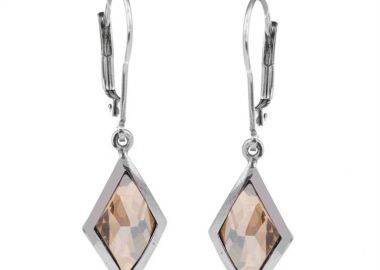 Σκουλαρίκια ασημένια 925 γυνακεία με κρύσταλλα μελί -  - 