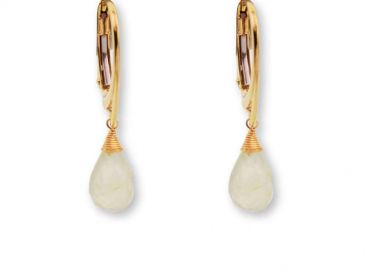 Σκουλαρίκια χειροποίητα Paraxenies κρικάκια από επιχρυσωμένο ασήμι 925 με ημιπολύτιμες πέτρες Χαλκιδόνιου -  - 