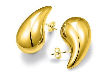 Σκουλαρίκια Chunky Drops Small Από Ατσάλι Επιχρυσωμένο 24Κ MI47840 - AMOR AMOR - 