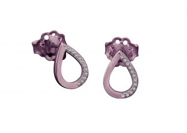 Σκουλαρίκια Δάκρυ με Ζιργκόν Ροζ Χρυσός Κ14 - 03E012 -  - 