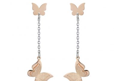 Σκουλαρίκια γυναικεία από ατσάλι 316L με πεταλούδες του Ιταλικού οίκου LUCA BARRA OK1026 -  - LUCA BARRA