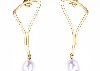 Σκουλαρίκια γυναικεία από επιχρυσωμένο ασήμι 925 με μαργαριτάρια -  - 