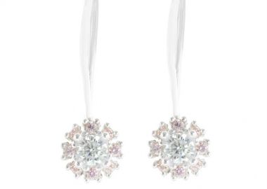 Σκουλαρίκια γυναικεία κρεμαστά ροζέτες διακριτικές από ασήμι -  - 