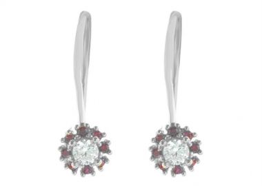 Σκουλαρίκια γυναικεία κρεμαστά ροζέτες διακριτικές από ασήμι -  - 