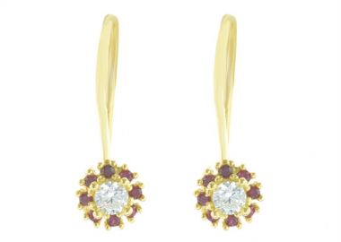 Σκουλαρίκια γυναικεία κρεμαστά ροζέτες διακριτικές από επιχρυσωμένο ασήμι -  - 