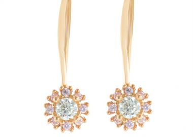 Σκουλαρίκια γυναικεία κρεμαστά ροζέτες διακριτικές από ρόζ επιχρυσωμένο ασήμι -  - 