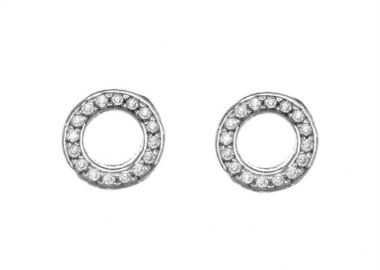 Σκουλαρίκια γυναικεία κύκλοι από ασήμι με πέτρες ζιργκόν -  - 