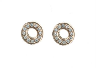 Σκουλαρίκια γυναικεία κύκλοι από ρόζ επιχρυσωμένο ασήμι με πέτρες ζιργκόν -  - 