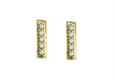 Σκουλαρίκια γυναικεία μπάρα από επιχρυσωμένο ασήμι με πέτρες ζιργκόν -  - 