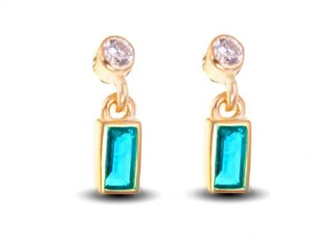 Σκουλαρίκια γυναικεία Paraxenies από επιχρυσωμένο ασήμι 925 ημικρεμαστά με πέτρες ζιργκόν -  - 