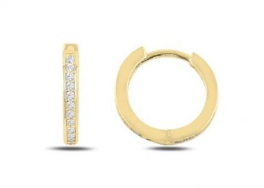 Σκουλαρίκια γυναικεία Paraxenies από επιχρυσωμένο ασήμι 925 κρίκοι με πέτρες ζιργκόν SL082 -  - 