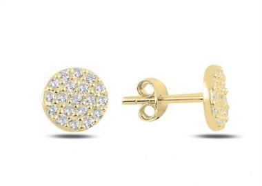 Σκουλαρίκια γυναικεία Paraxenies από επιχρυσωμένο ασήμι 925 με πέτρες ζιργκόν SL096 -  - 