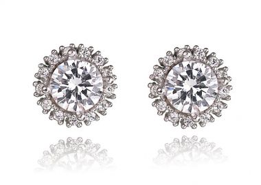 Σκουλαρίκια γυναικεία Paraxenies ροζέτες από ασήμι 925 με πέτρες ζιργκόν -  - 