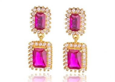 Σκουλαρίκια γυναικεία Paraxenies ροζέτες από επιχρυσωμένο ασήμι 925 με πέτρες ζιργκόν -  - 