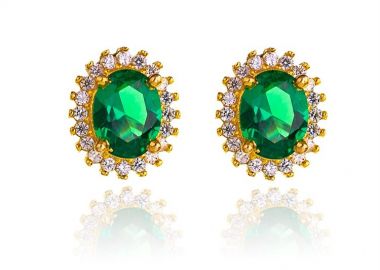 Σκουλαρίκια γυναικεία Paraxenies ροζέτες από επιχρυσωμένο ασήμι 925 με πέτρες ζιργκόν -  - 