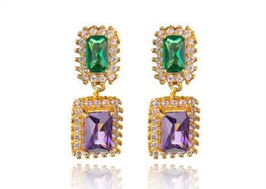 Σκουλαρίκια γυναικεία Paraxenies ροζέτες από επιχρυσωμένο ασήμι 925 με πέτρες ζιργκόν -  - 