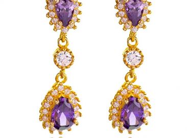 Σκουλαρίκια γυναικεία Paraxenies ροζέτες από επιχρυσωμένο ασήμι 925 με πέτρες ζιργκόν -  - 