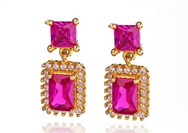 Σκουλαρίκια γυναικεία Paraxenies ροζέτες από επιχρυσωμένο ασήμι 925 με πέτρες ζιργκόν -  - 