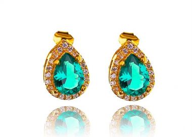 Σκουλαρίκια γυναικεία Paraxenies ροζέτες από επιχρυσωμένο ασήμι 925 με πέτρες ζιργκόν -  - 