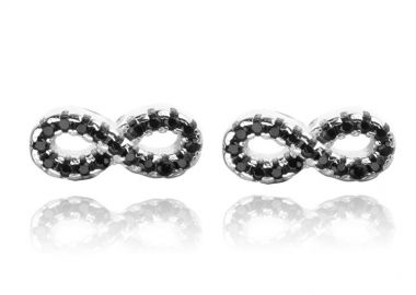 Σκουλαρίκια γυναικεία Paraxenies σχέδιο άπειρο από ασήμι 925 με πέτρες ζιργκόν -  - 