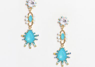 Σκουλαρίκια ήλιος με τυρκουάζ πέτρες - MAT FASHION - 