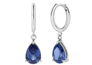 Σκουλαρίκια Κρικάκια Με Δάκρυ Μπλε Large από Ατσάλι MI46084 - AMOR AMOR - 