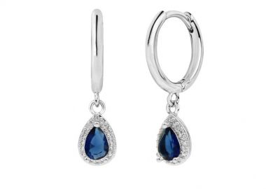 Σκουλαρίκια Κρικάκια Με Ροζέτα Δάκρυ Μπλε από Ατσάλι MI46098 - AMOR AMOR - 