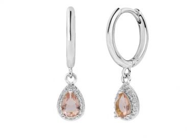 Σκουλαρίκια Κρικάκια Με Ροζέτα Δάκρυ Ροζ από Ατσάλι MI46102 - AMOR AMOR - 