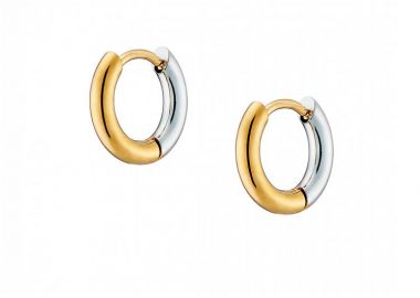 Σκουλαρίκια Κρίκοι 0.7x0.2 cm Από Ατσάλι Και Ατσάλι Επιχρυσωμένο 24Κ AS40139 - AMOR AMOR - 