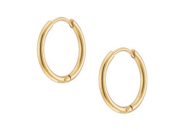 Σκουλαρίκια Κρίκοι 1,6x10 mm Από Ατσάλι Επιχρυσωμένο 24Κ AS48647 - AMOR AMOR - 