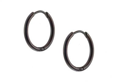 Σκουλαρίκια Κρίκοι 1,6x10 mm Από Ατσάλι Μαύρο AS48649 - AMOR AMOR - 