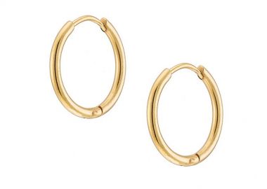 Σκουλαρίκια Κρίκοι 1,6x12 mm Από Ατσάλι Επιχρυσωμένο 24Κ AS48648 - AMOR AMOR - 