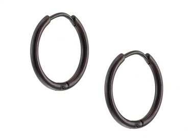 Σκουλαρίκια Κρίκοι 1,6x12 mm Από Ατσάλι Μαύρο AS48650 - AMOR AMOR - 