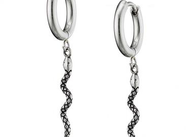 Σκουλαρίκια Κρίκοι 10mm Από Ατσάλι Με Φίδι AS48694 - AMOR AMOR - 