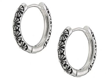 Σκουλαρίκια Κρίκοι 14mm Από Ατσάλι Με Λουλούδια AS48699 - AMOR AMOR - 