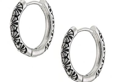 Σκουλαρίκια Κρίκοι 16mm Από Ατσάλι Με Λουλούδια AS48700 - AMOR AMOR - 