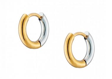 Σκουλαρίκια Κρίκοι 1x0.4 cm Από Ατσάλι Και Ατσάλι Επιχρυσωμένο 24Κ AS40141 - AMOR AMOR - 