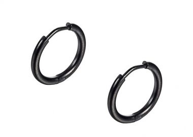 Σκουλαρίκια Κρίκοι 2,5x10 mm Από Ατσάλι Μαύρο AS48656 - AMOR AMOR - 