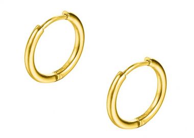 Σκουλαρίκια Κρίκοι 2,5x12 mm Από Ατσάλι Επιχρυσωμένο 24Κ AS48662 - AMOR AMOR - 