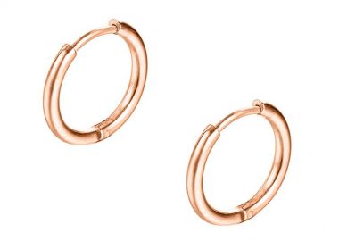 Σκουλαρίκια Κρίκοι 2,5x12 mm Από Ατσάλι Ροζ Επιχρυσωμένο 24Κ AS48667 - AMOR AMOR - 