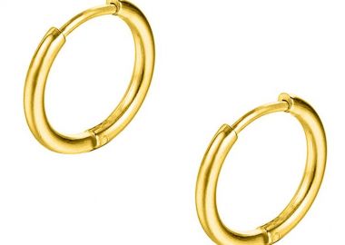 Σκουλαρίκια Κρίκοι 2,5x16 mm Από Ατσάλι Επιχρυσωμένο 24Κ AS48663 - AMOR AMOR - 