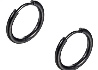 Σκουλαρίκια Κρίκοι 2,5x16 mm Από Ατσάλι Μαύρο AS48658 - AMOR AMOR - 