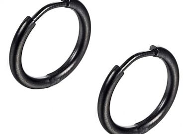 Σκουλαρίκια Κρίκοι 2,5x18 mm Από Ατσάλι Μαύρο AS48659 - AMOR AMOR - 