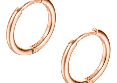 Σκουλαρίκια Κρίκοι 2,5x18 mm Από Ατσάλι Ροζ Επιχρυσωμένο 24Κ AS48669 - AMOR AMOR - 