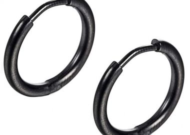 Σκουλαρίκια Κρίκοι 2,5x20 mm Από Ατσάλι Μαύρο AS48660 - AMOR AMOR - 