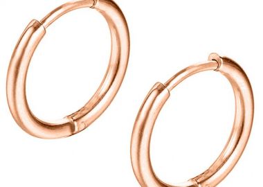 Σκουλαρίκια Κρίκοι 2,5x20 mm Από Ατσάλι Ροζ Επιχρυσωμένο 24Κ AS48670 - AMOR AMOR - 