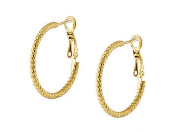 Σκουλαρίκια Κρίκοι 20mm Από Ατσάλι Επιχρυσωμένο 24Κ AS47997 - AMOR AMOR - 